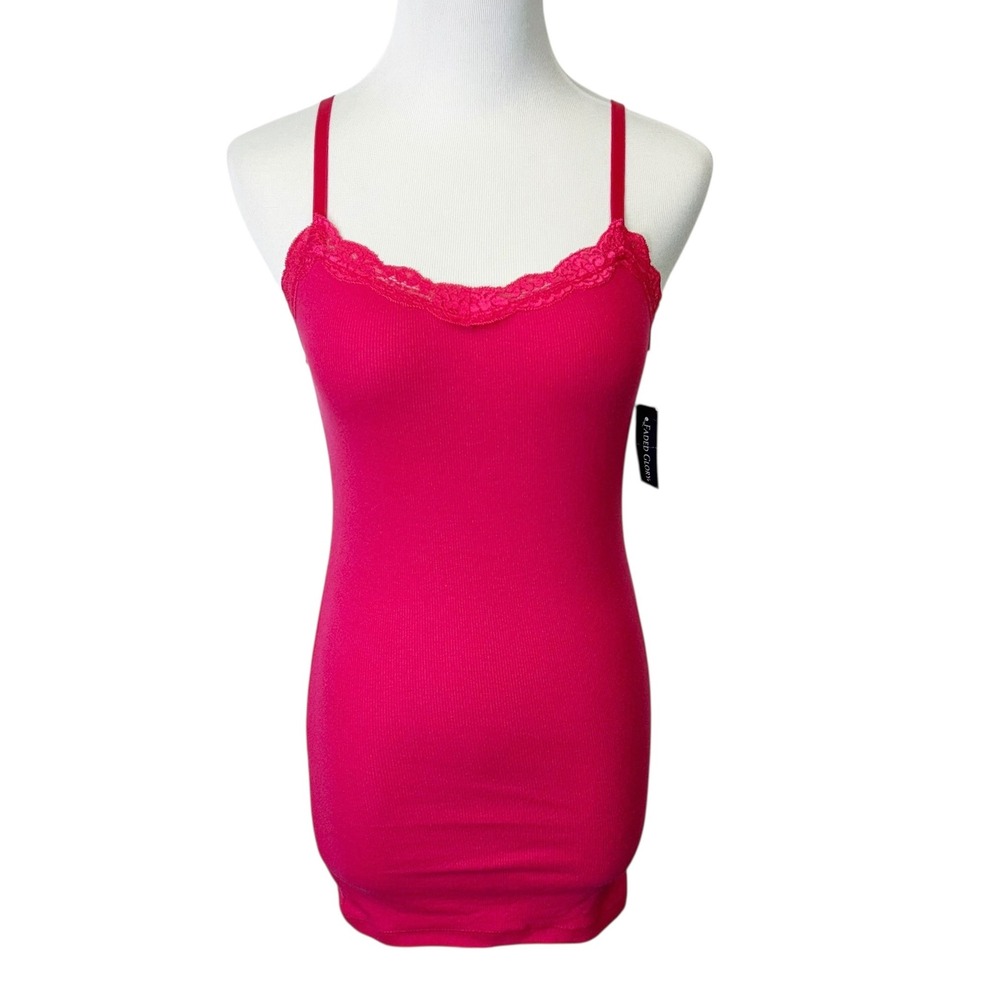 NEW Faded Glory Y2K Lace Trim Cami Tank Top Women's Size XS Pink